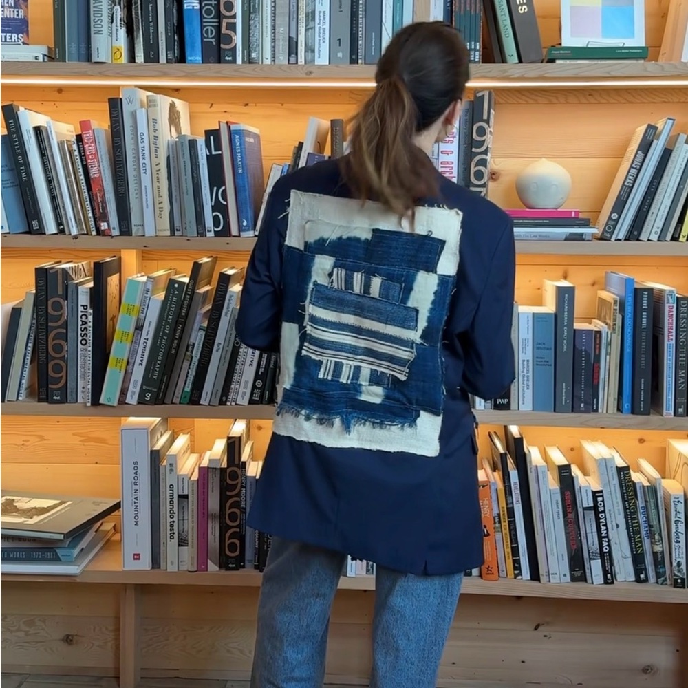 Navy vintage custom patchwork blazer - menswear s… - image 2